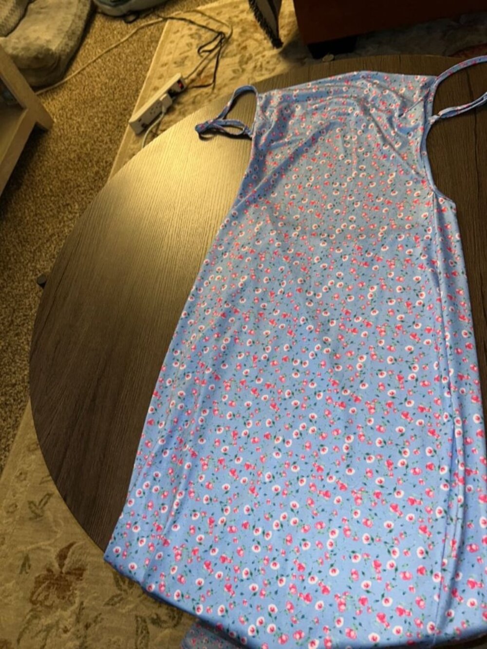 Unbranded Floral Ditsy Print Spaghetti Strap Slip Dress Light Blue / Pink Flora…